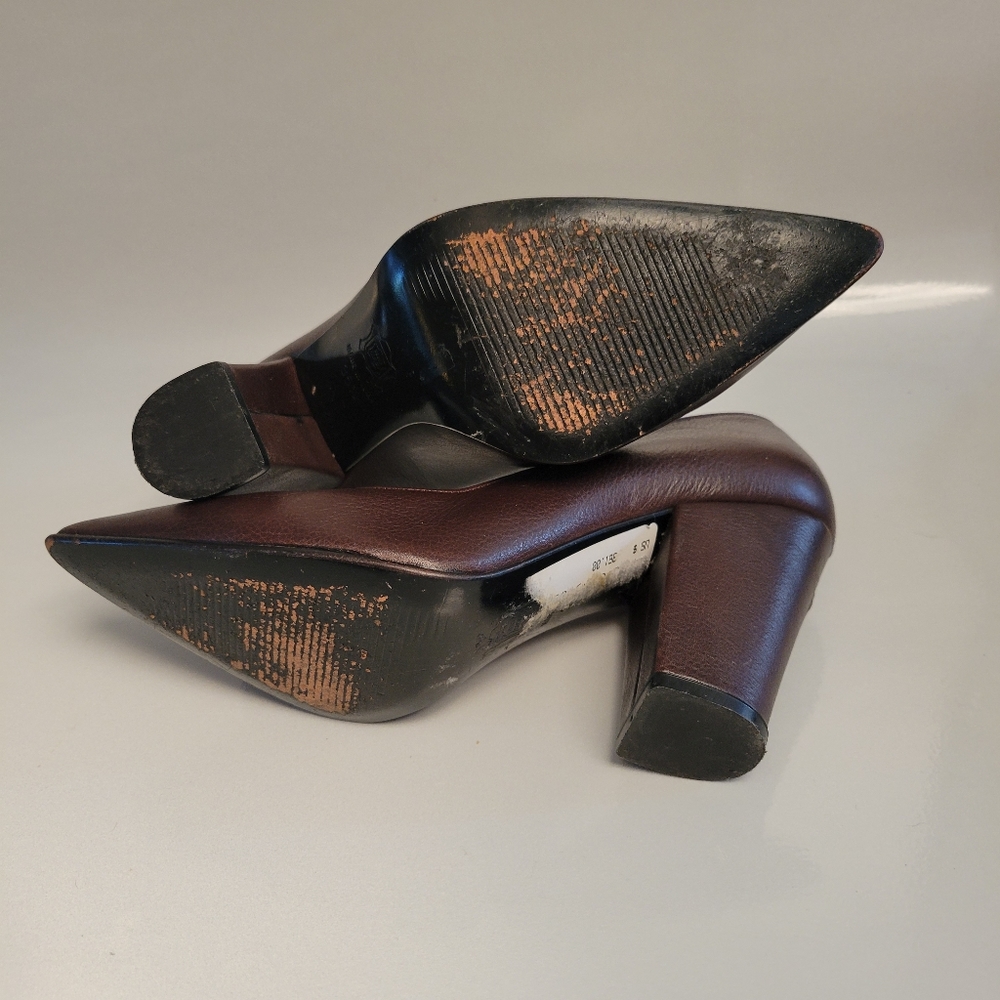 Vintage Gianni Versace Block Brown Leather Medusa Head Heels EU 35.5 35 5.5 - Picture 13 of 16